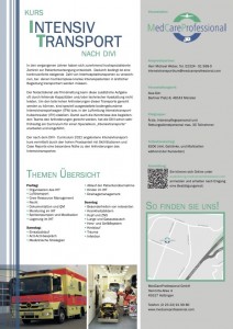 Kurs Intensivtransport Münster 11.- 13. März 2022